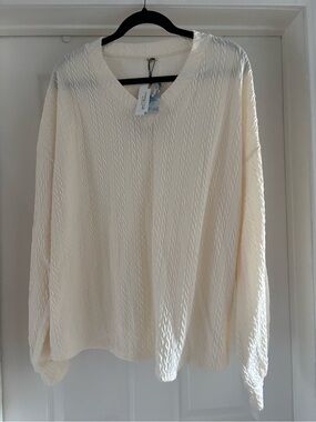Magnolia Cream Textured V-Neck Blouse